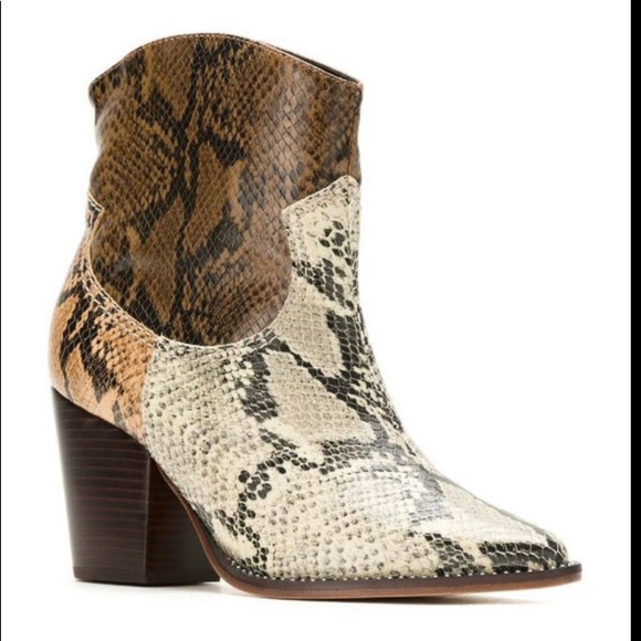 SCHUTZ Shoes - New Schutz Panelled Snake Effect Cowboy Boots